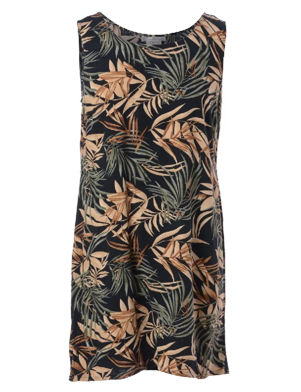 Label Foliage Print Short Dress