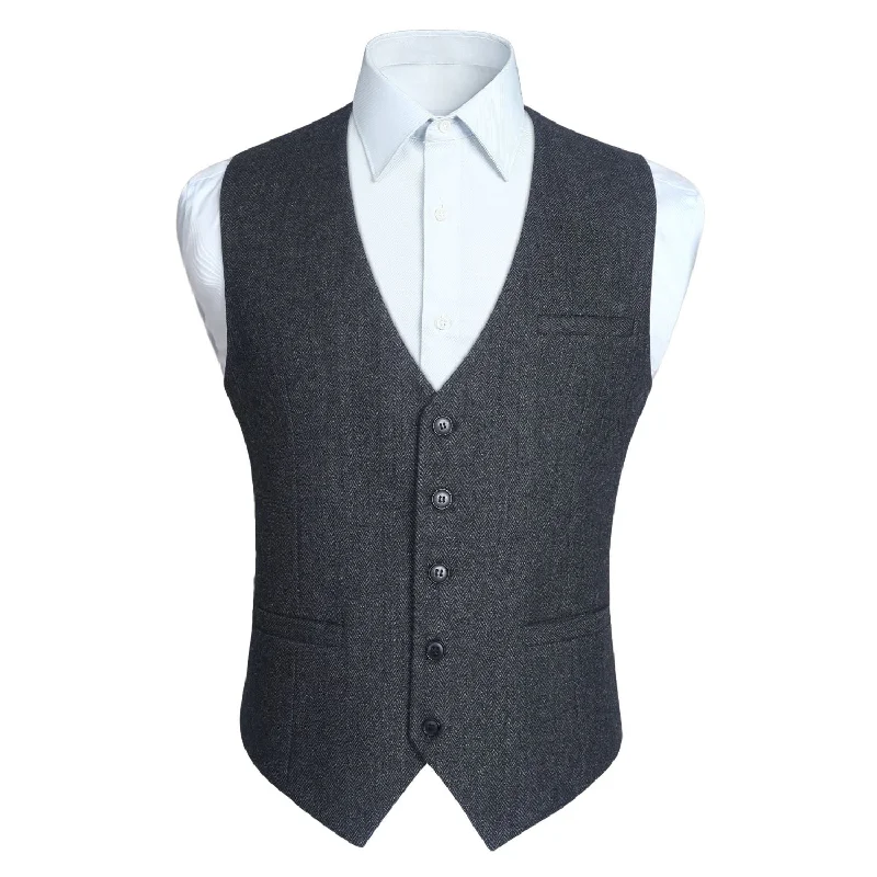 Formal Suit Vest - CHARCOAL-WOOL BACK