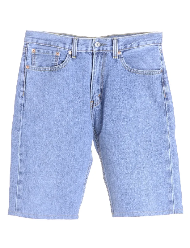 Label Hemmed Denim Shorts