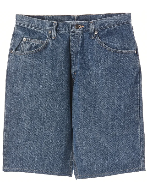 Label Hemmed Denim Shorts