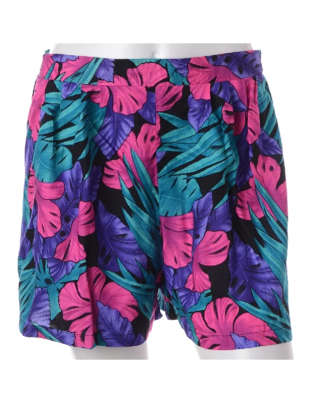 Label Foliage Print Summer Shorts