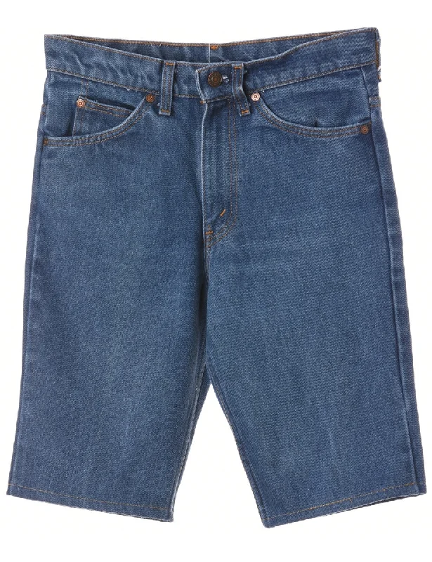 Label Hemmed Denim Shorts