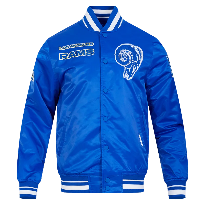 NFL LOS ANGELES RAMS RETRO CLASSIC MEN'S RIB SATIN JACKET (ROYAL BLUE)