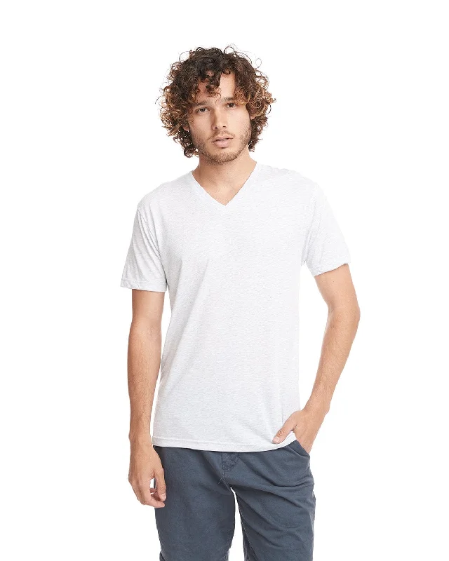 Next Level Mens Triblend V-Neck Tee | Heather White