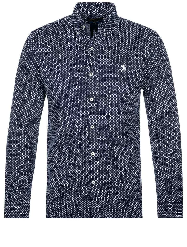 Langärmliges Mesh-Sportshirt, Cruise Navy