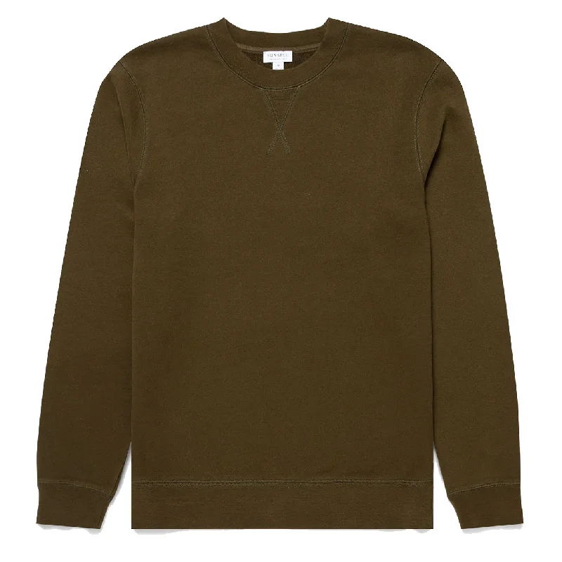 Sunspel Loopback Sweatshirt Dark Moss