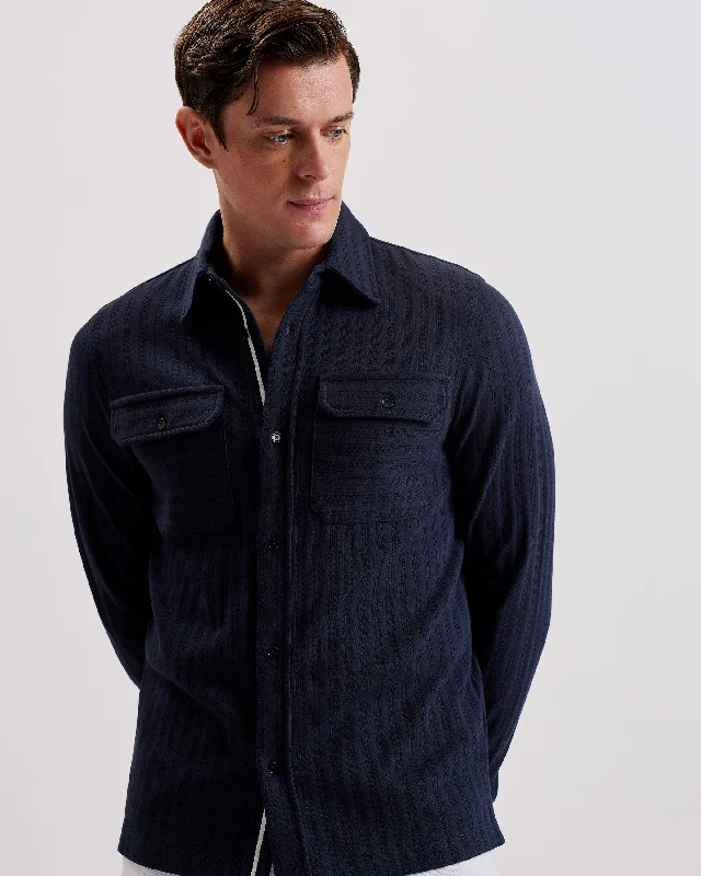 Belza Ls Regular Fit Textured Shirt Navy