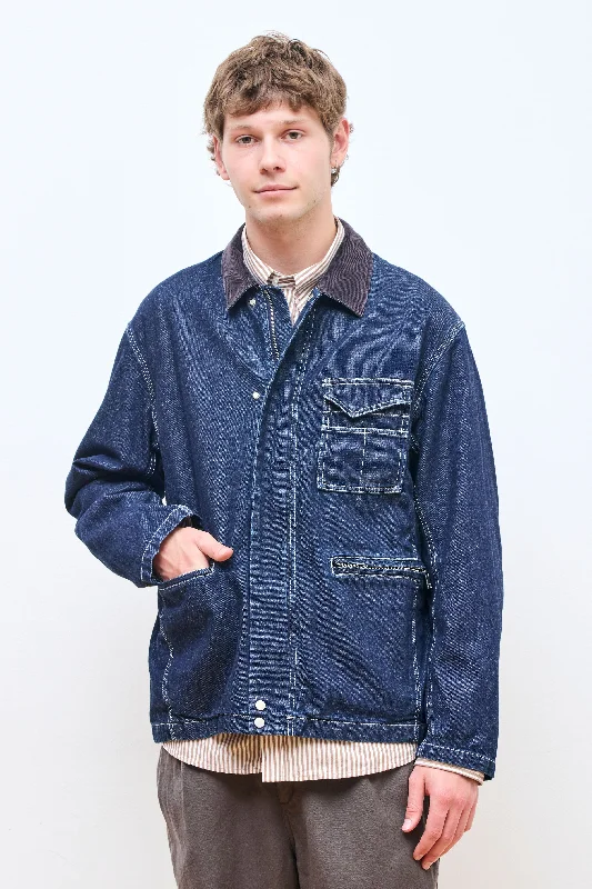 Worker Jacket Raw Denim Indigo/Brown