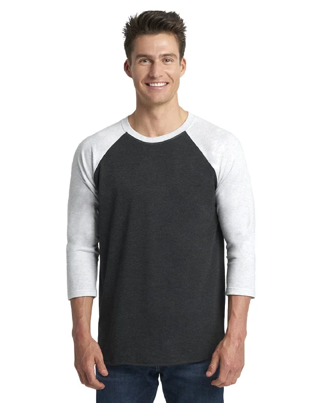 Next Level Unisex Triblend 3/4-Sleeve Raglan Tee | Hth Wht/ Vin Blk