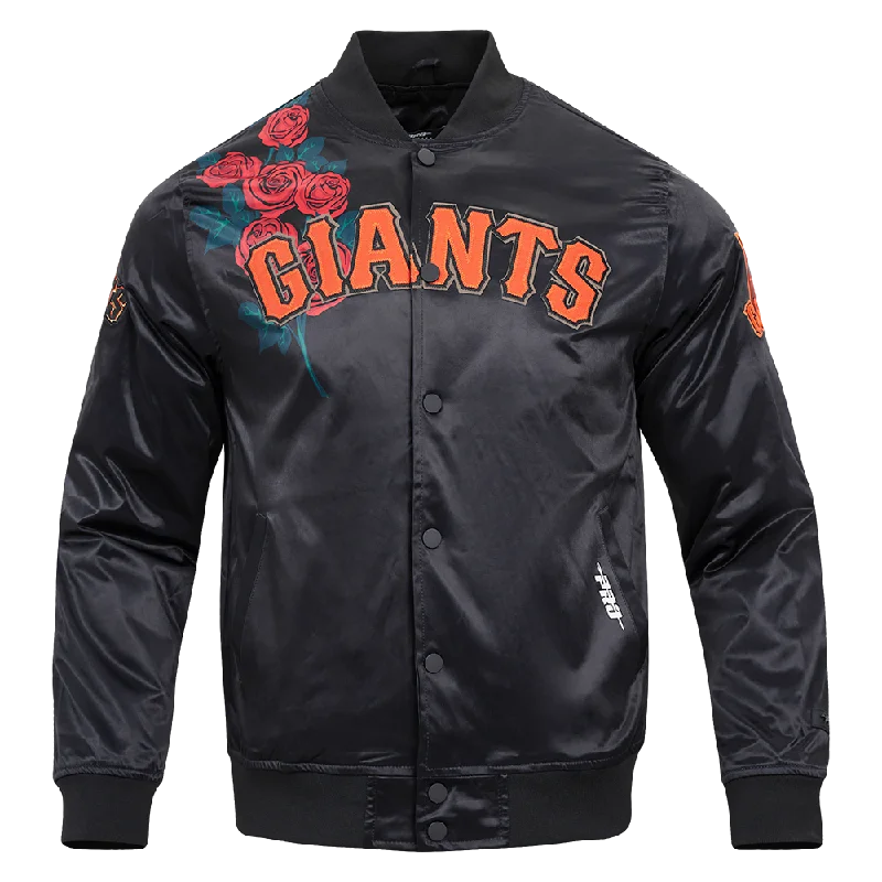 MLB SAN FRANCISCO GIANTS ROSES SATIN JACKET (BLACK)