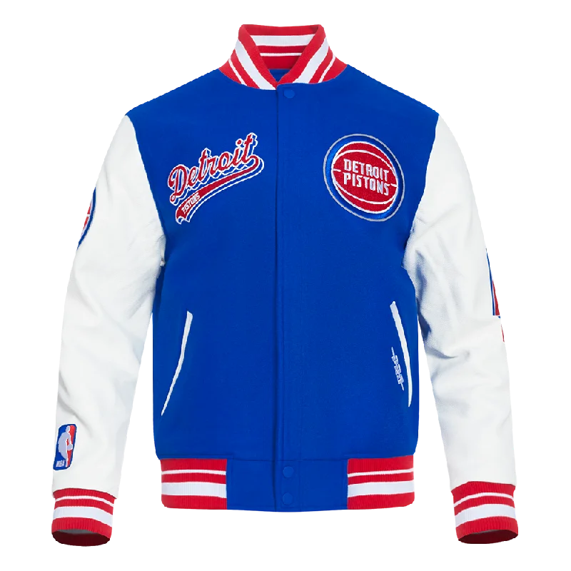 NBA DETROIT PISTONS SCRIPT TAIL MEN'S RIB WOOL VARSITY (ROYAL BLUE/RED)