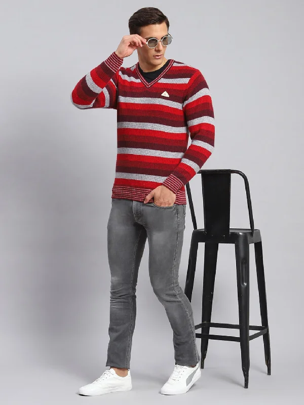 Men Multicolor Self Design Lamb wool Pullover