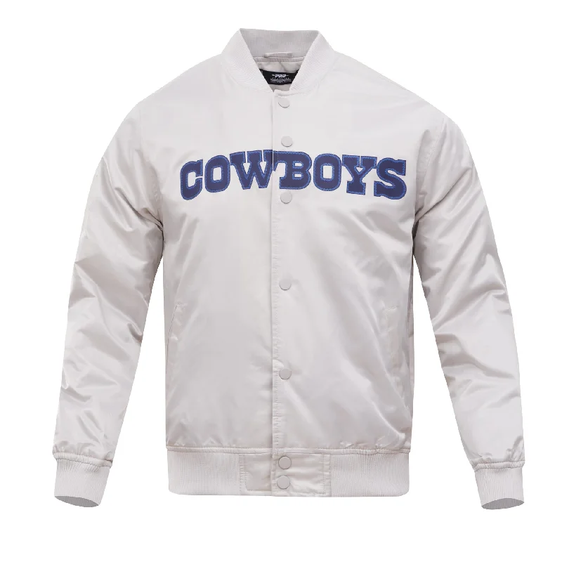 NFL DALLAS COWBOYS BIG LOGO MEN'S SATIN JACKET (SILVER)