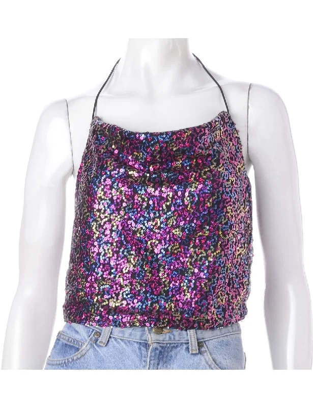 Label Izzy Sequin Drape Top