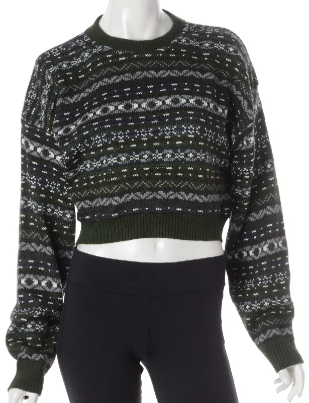 Label Graphic Pattern Cropped Jumper