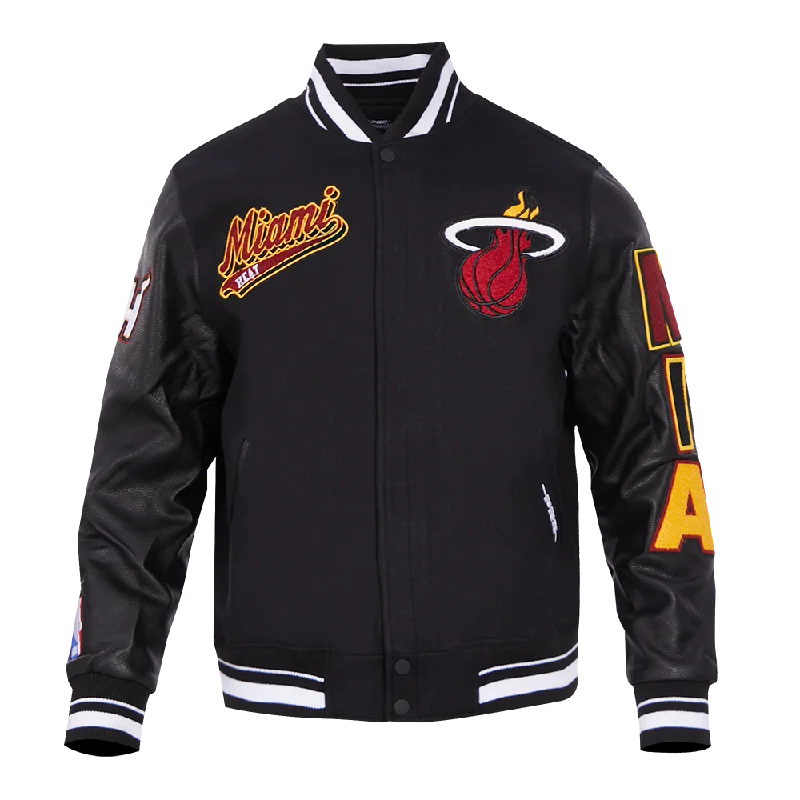 NBA MIAMI HEAT SCRIPT TAIL MEN'S RIB WOOL VARSITY (BLACK)