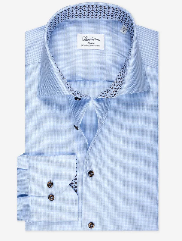 Blue Puppytooth With Inlay Slimline Shirt