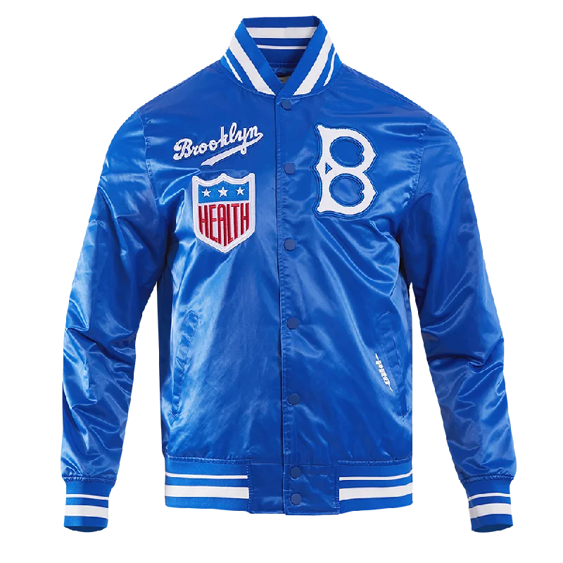 MLB BROOKLYN DODGERS RETRO CLASSIC MEN'S RIB SATIN JACKET (ROYAL BLUE)