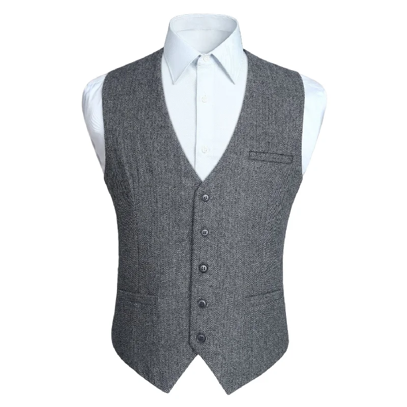 Formal Suit Vest - A-GREY-SMOOTH BACK