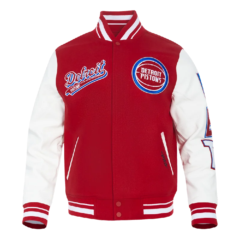 NBA DETROIT PISTONS SCRIPT TAIL MEN'S RIB WOOL VARSITY (RED/WHITE)