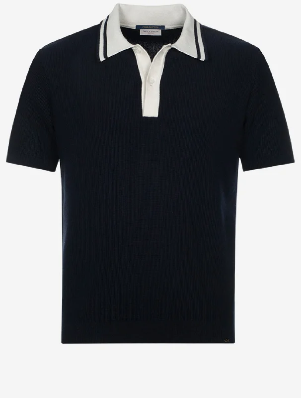 Strick-Poloshirt Kurzarm Navy