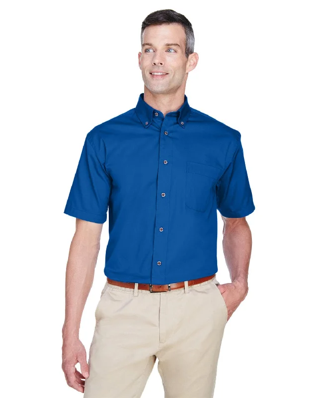 Harriton Short Sleeve Stain-Release Twill Shirt | French Blue