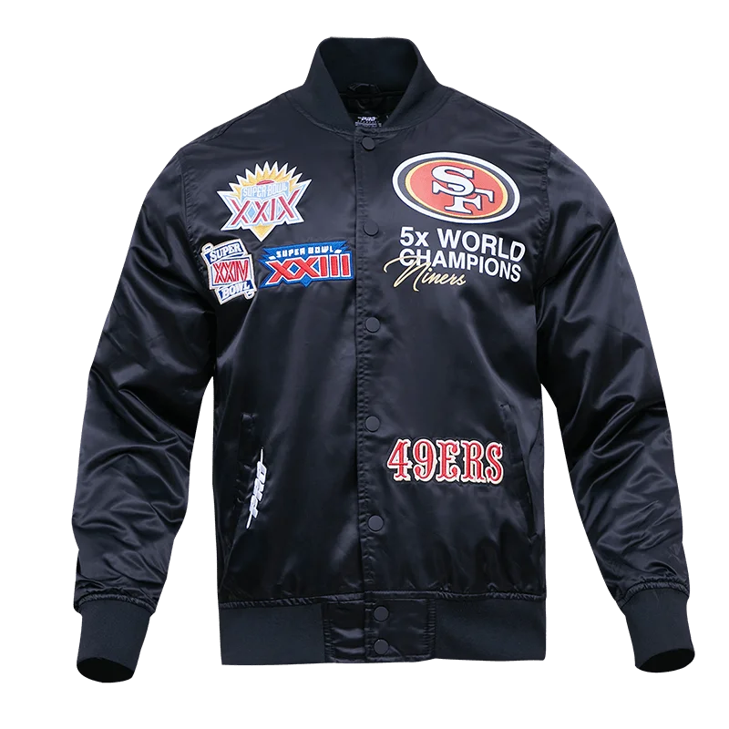 NFL SAN FRANCISCO 49ERS CHAMPIONSHIP MEN'S SATIN JACKET (BLACK)