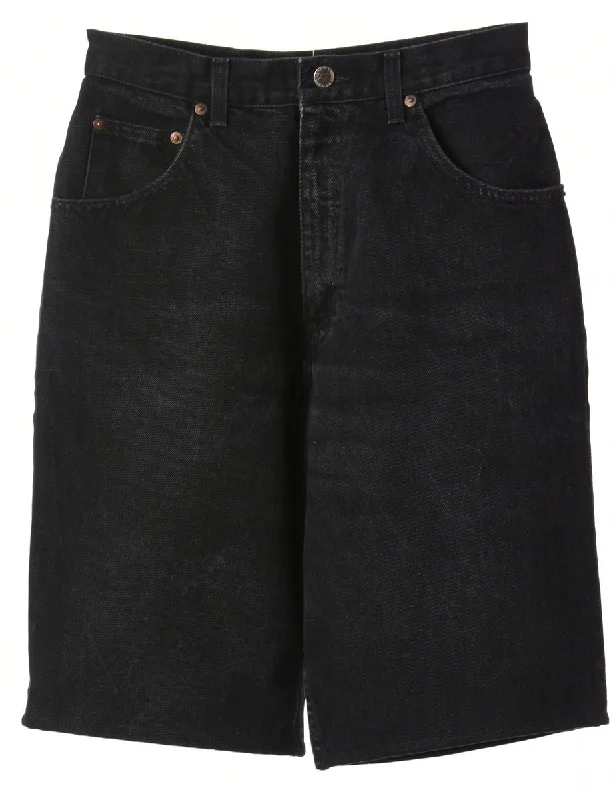 Label Hemmed Denim Shorts