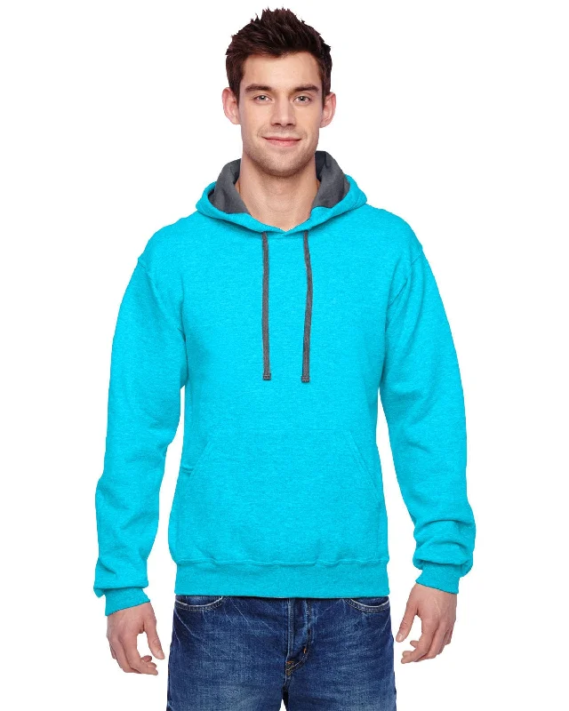 Fruit of the Loom Sofspun Hooded Sweatshirt | Carib Blue Hthr