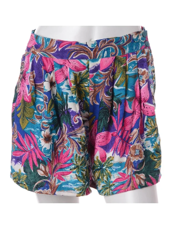 Label Floral Print Summer Shorts