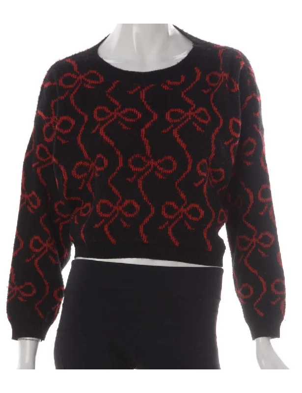 Label Graphic Pattern Cropped Jumper