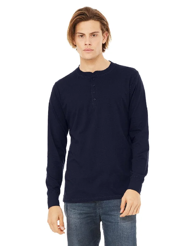 Bella+Canvas Long Sleeve Henley | Navy