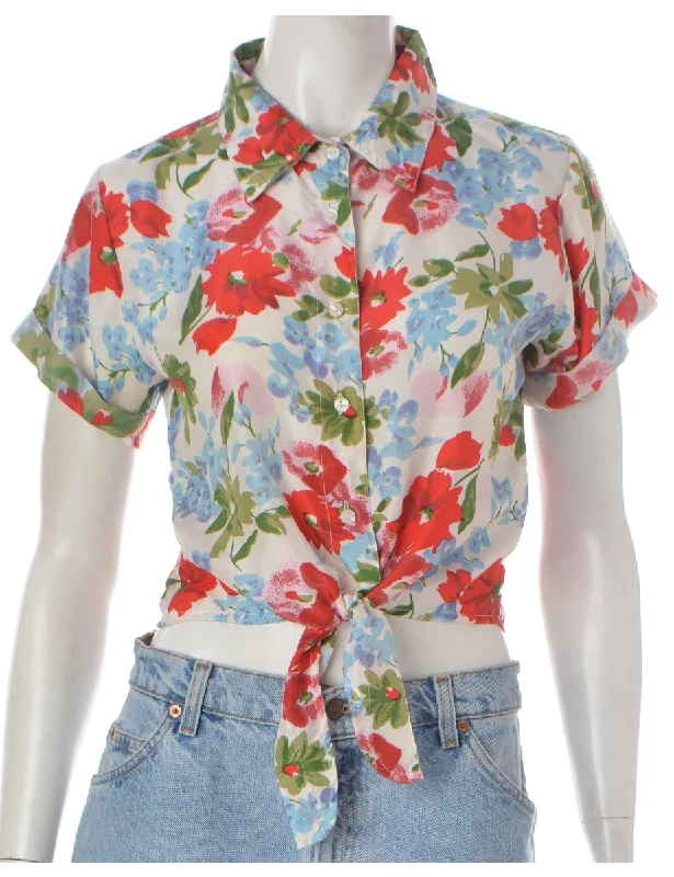 Label Floral Print Tie Front Blouse