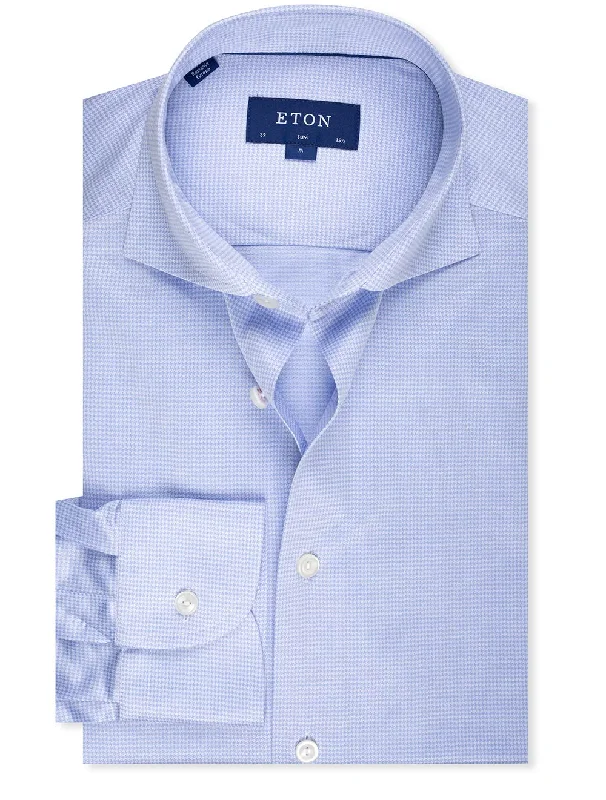 Blue Houndstooth Slim Fit Shirt