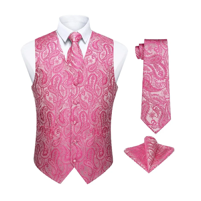 Paisley 3pc Suit Vest Set - J-02 PINK 2