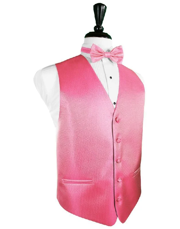 Bubblegum Herringbone Tuxedo Vest