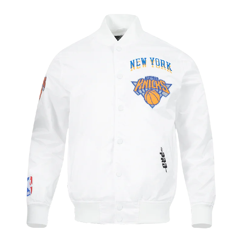 NBA NEW YORK KNICKS CITY EDITION 24-25 MEN'S SATIN JACKET (WHITE)