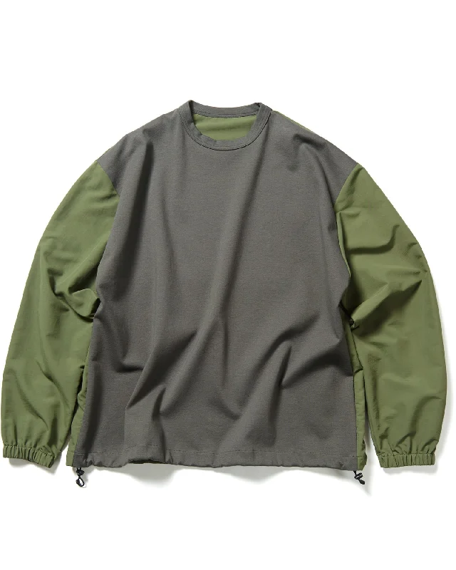 FABRIC MIX L/S CREWNECK TOP