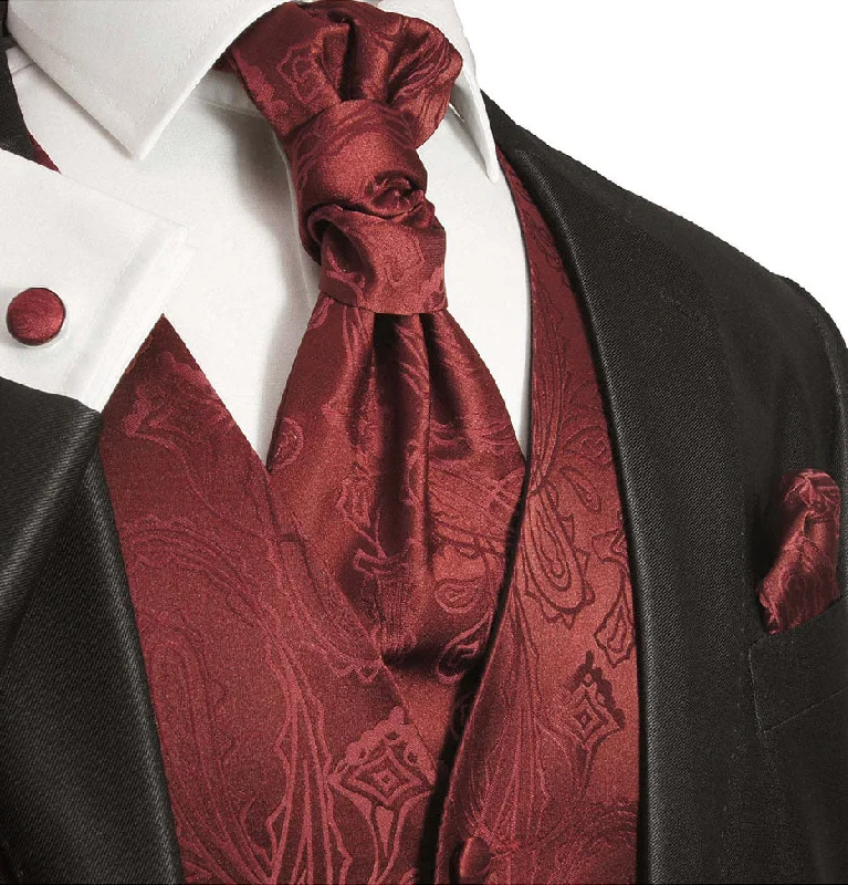 Burgundy Paisley Tuxedo Vest Set