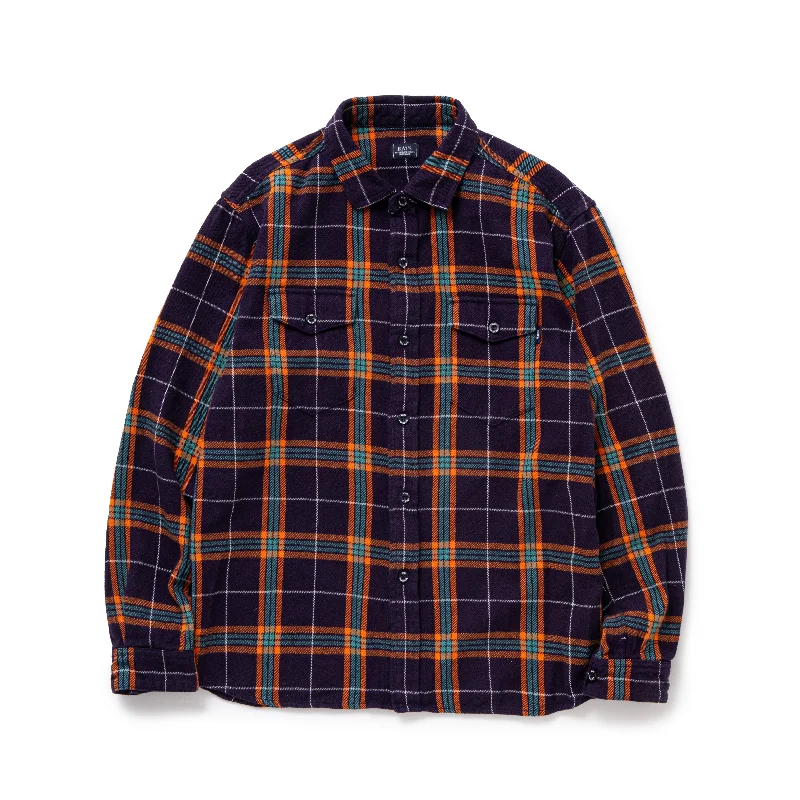 COTTON FLANNEL NAVY CHECK SHIRT