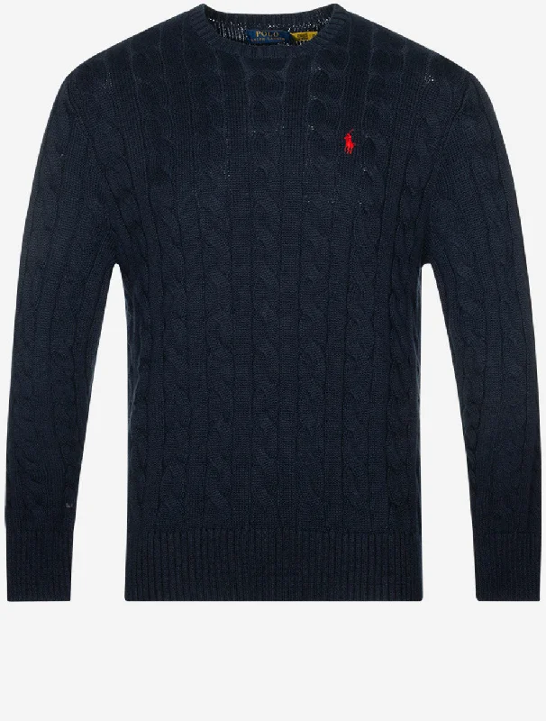 Pullover mit Zopfmuster aus Baumwolle, Cruise Navy 