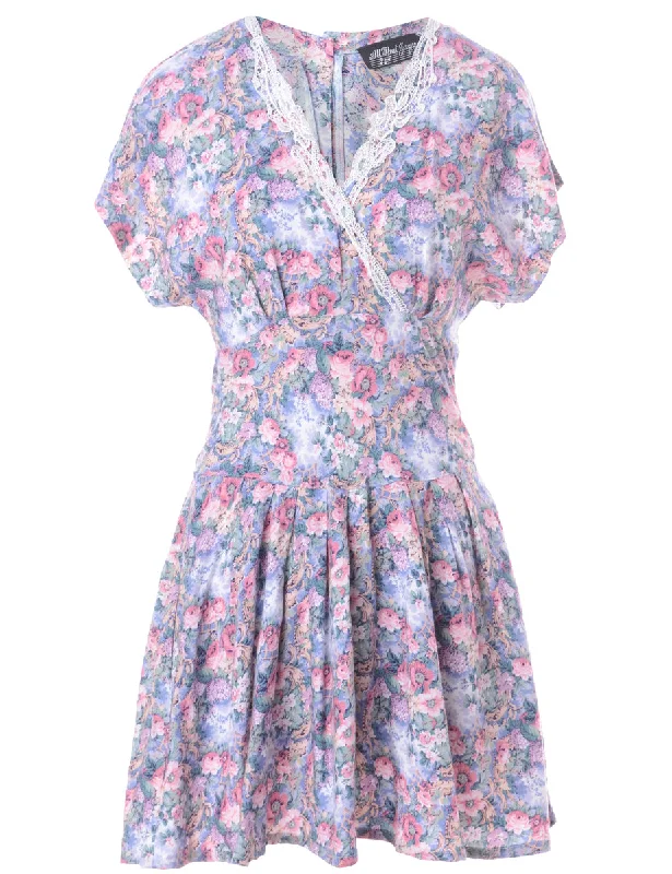 Label Floral Short Dress