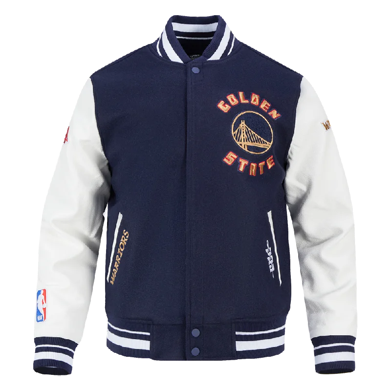 NBA GOLDEN STATE WARRIORS CITY EDITION 24-25 MEN'S RIB WOOL VARSITY (MIDNIGHT NAVY/WHITE)