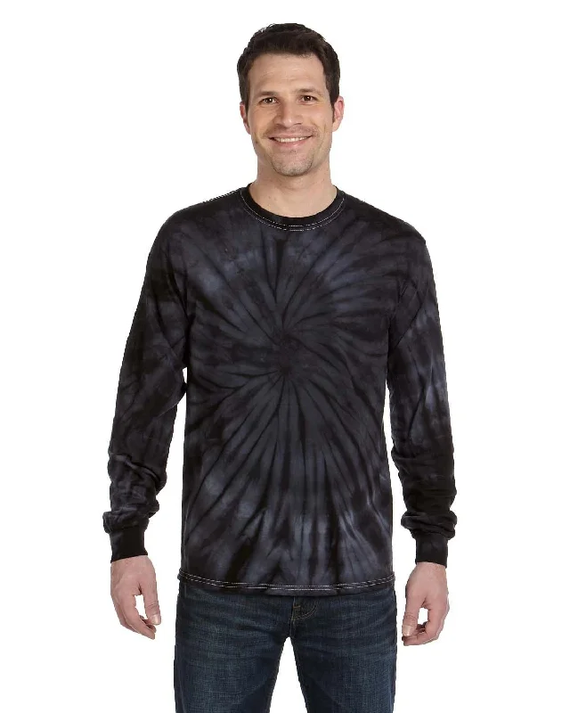 Tie-Dye 100% Cotton Long Sleeve Tie-Dyed T-Shirt | Spider Black