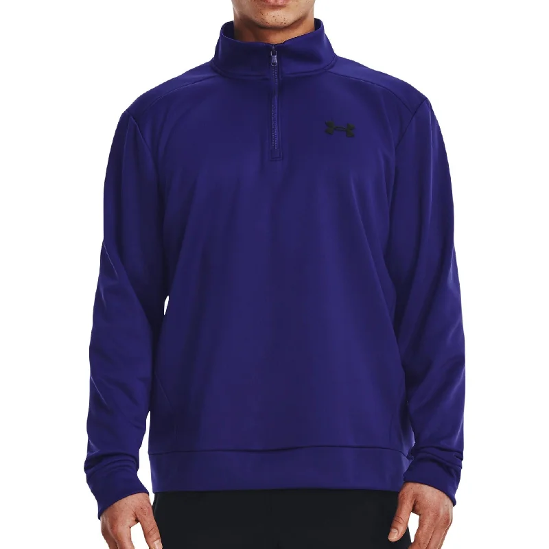 Price Slash Price Slash Under Armour Fleece Half Zip Long Sleeve Mens Training Top - Blue
