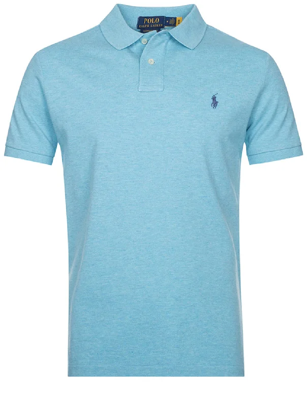 Basic Mesh Poloshirt Blau