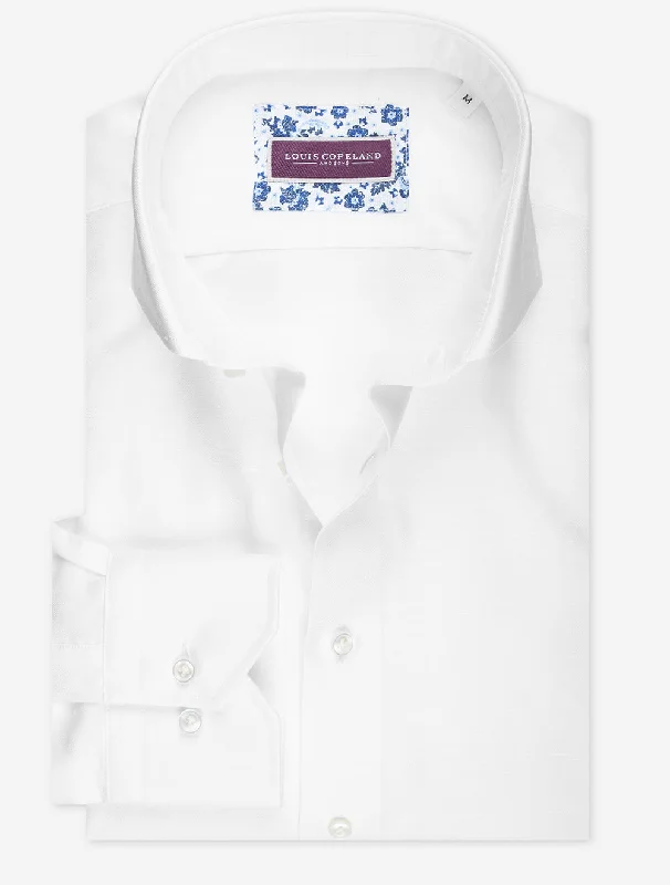 Linen Mix Twill Shirt White