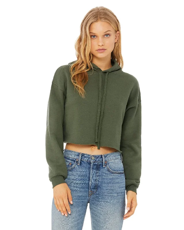 Bella+Canvas Ladies Cropped Fleece Hoodie | Military Green