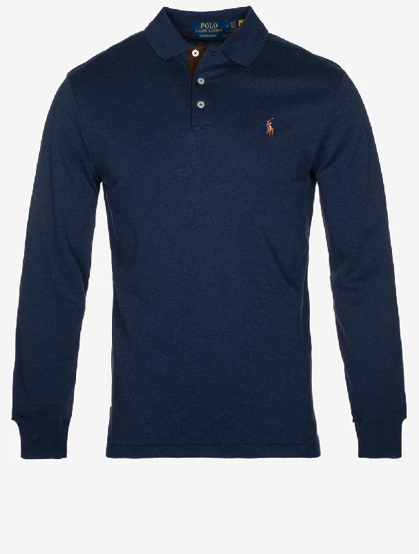 Slim Fit Pima Long Sleeve Polo Shirt Cruise Navy