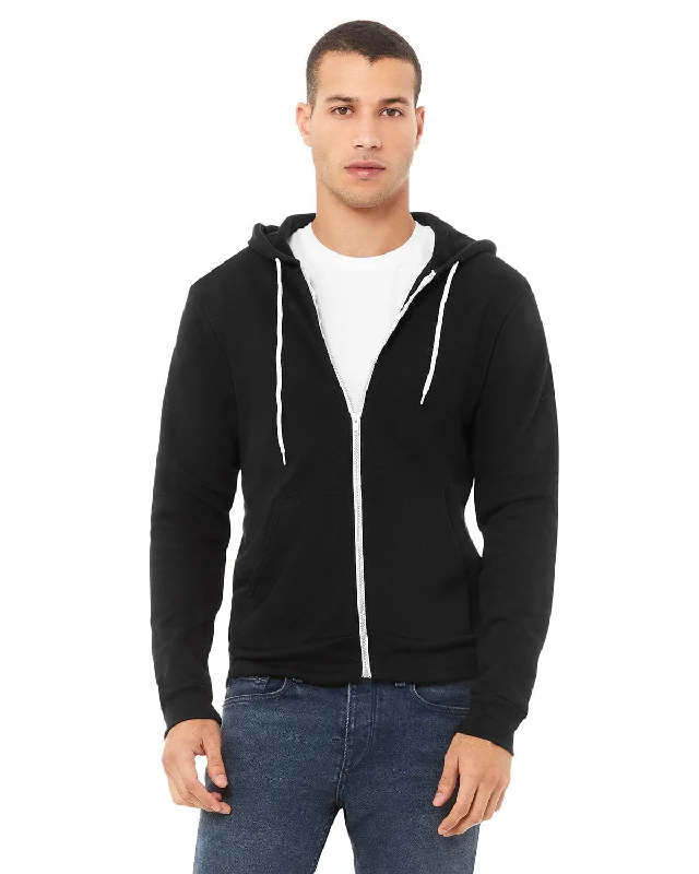 Bella+Canvas Unisex Poly-Cotton Fleece Full-Zip Hoodie | Black